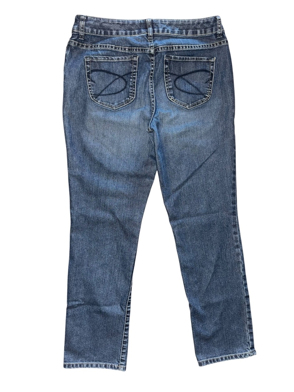 Chico’s Platinum Denim Jeans Jr Women’s Size 1 Short Straight Leg Stretch Blue - Picture 2 of 6